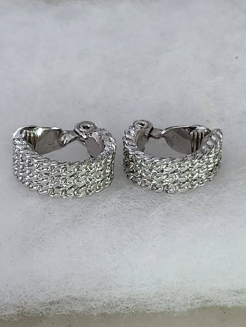 Monet Silver Tone Textured Hoop Clip On Earrings